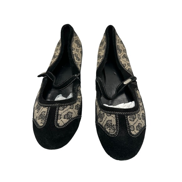 Guess Women's Ballet Flats Shoes Size 10 M Black and Beige Logo Detail - Picture 1 of 11